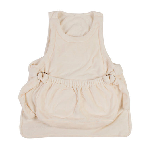 Pet Carrier Bag Holding Apron Double Layer Pocket Small Cat Dogs Hanging Chest Bag For Indoors Outdoor Travel White