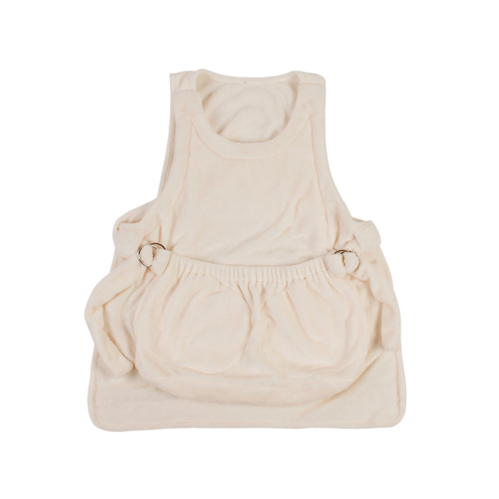 Pet Carrier Bag Holding Apron Double Layer Pocket Small Cat Dogs Hanging Chest Bag For Indoors Outdoor Travel White