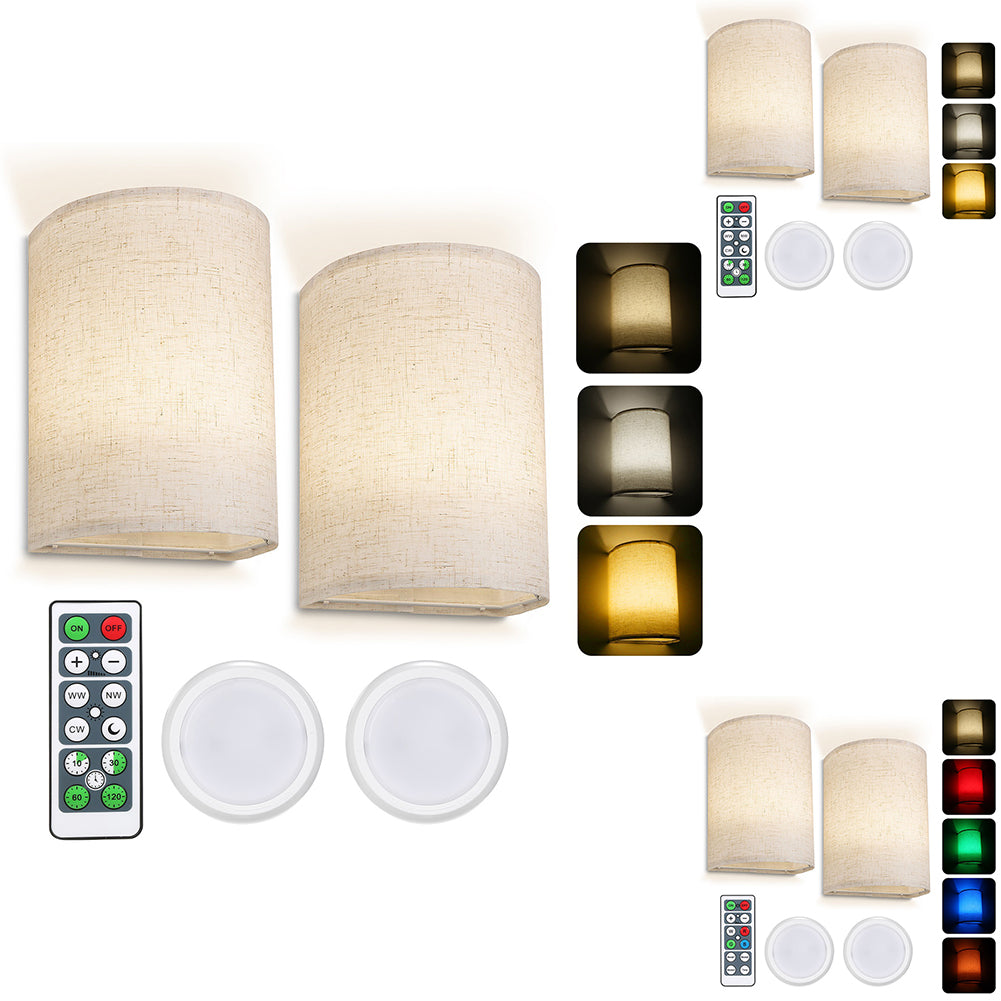2pcs Led Wall Lamp With Remote Control 3 Color Temperature Rechargeable Wireless Design Bedroom Bedside Lamp For Bedrooms Living Rooms Dual color battery