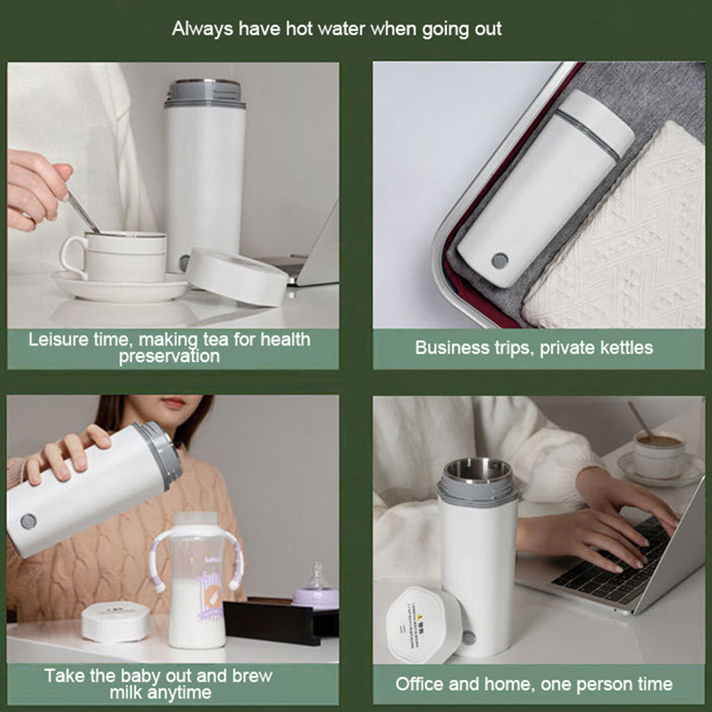 300W Portable Travel Electric Kettle Anti Scalding Design 304 Stainless Steel Fast Water Boil Tea Pot Suitable For Milk Coffee Water Tea Green (US plug)