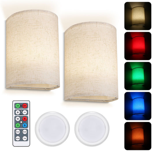 2pcs Led Wall Lamp With Remote Control 3 Color Temperature Rechargeable Wireless Design Bedroom Bedside Lamp For Bedrooms Living Rooms Color battery