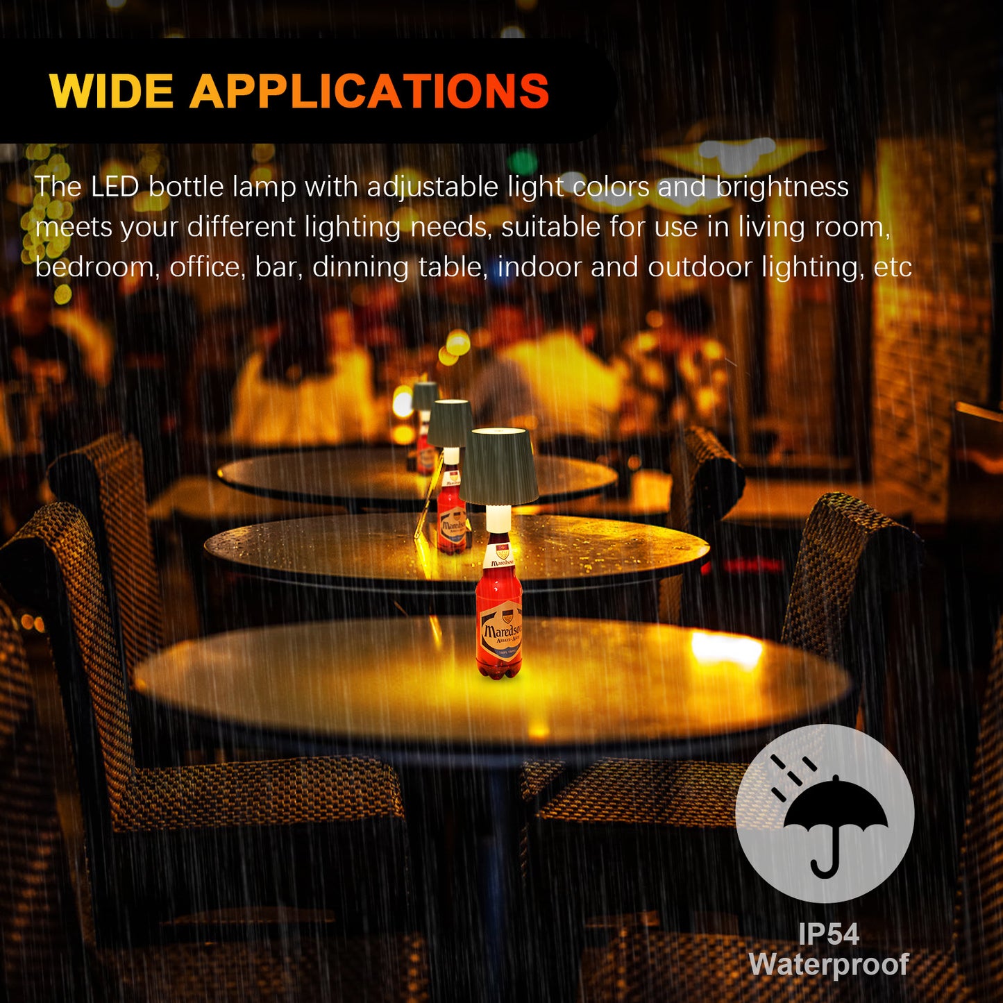 5W LED Rechargeable Desk Lamp 1500-6500K IP54 Waterproof 10-100% Adjustable Brightness Wireless Touch Sensor Table Lamp For Family Restaurant Bar White