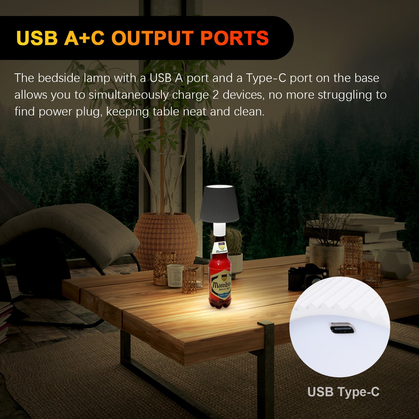 5W LED Rechargeable Desk Lamp 1500-6500K IP54 Waterproof 10-100% Adjustable Brightness Wireless Touch Sensor Table Lamp For Family Restaurant Bar White