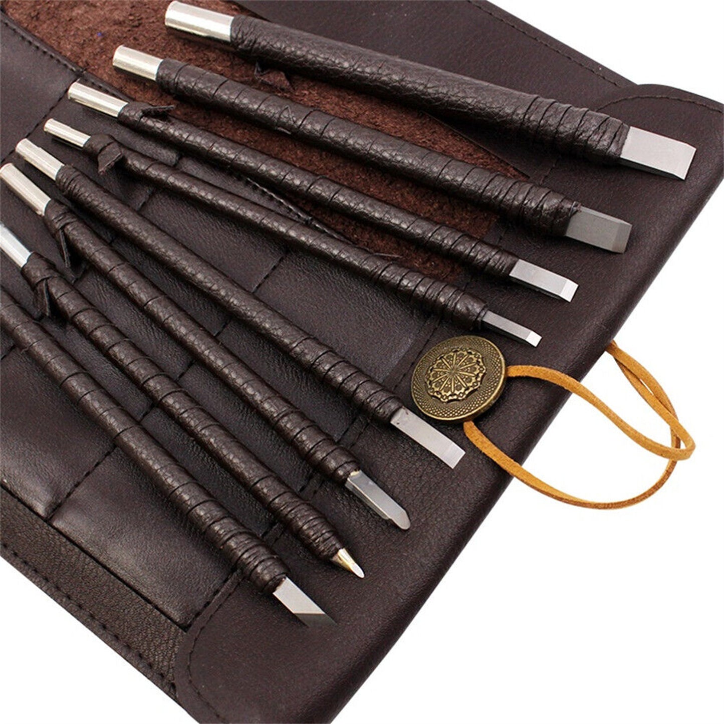 8 PCs Wood Carving Tools Set Stone Seal Craft Engraving Wood Carving Tools Tungsten Steel With Storage Roll Bag 8 piece set