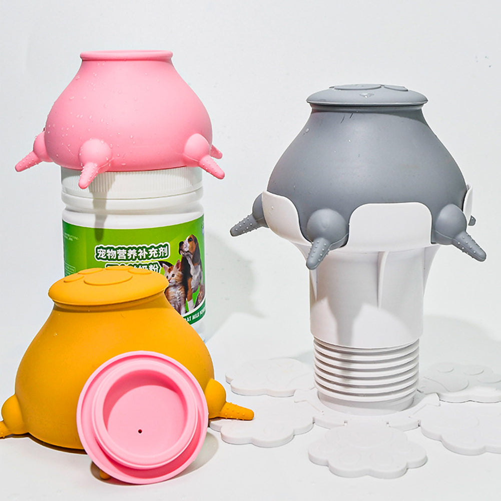 Puppy Feeder For Multiple Puppies Silicone Breast Milk Feeder With Mulit-Nipples Milk Bowl For Newborn Pets Puppy Kitten Pink