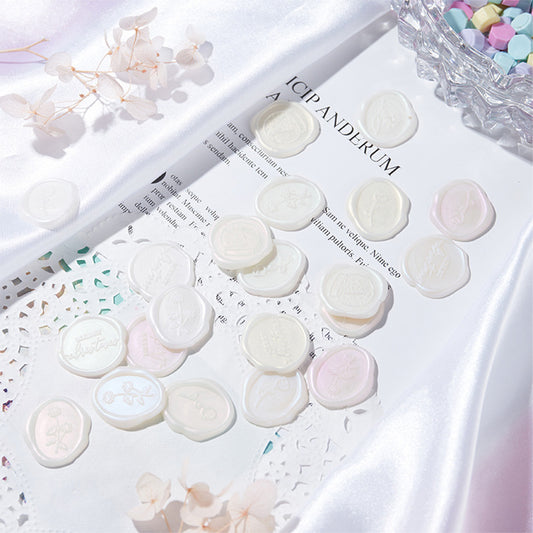 Wax Seal Stickers DIY Metallic Lignt Gold Self-Adhesive Stickers Wedding Invitation Envelope Seal Stickers 20 Pcs white color