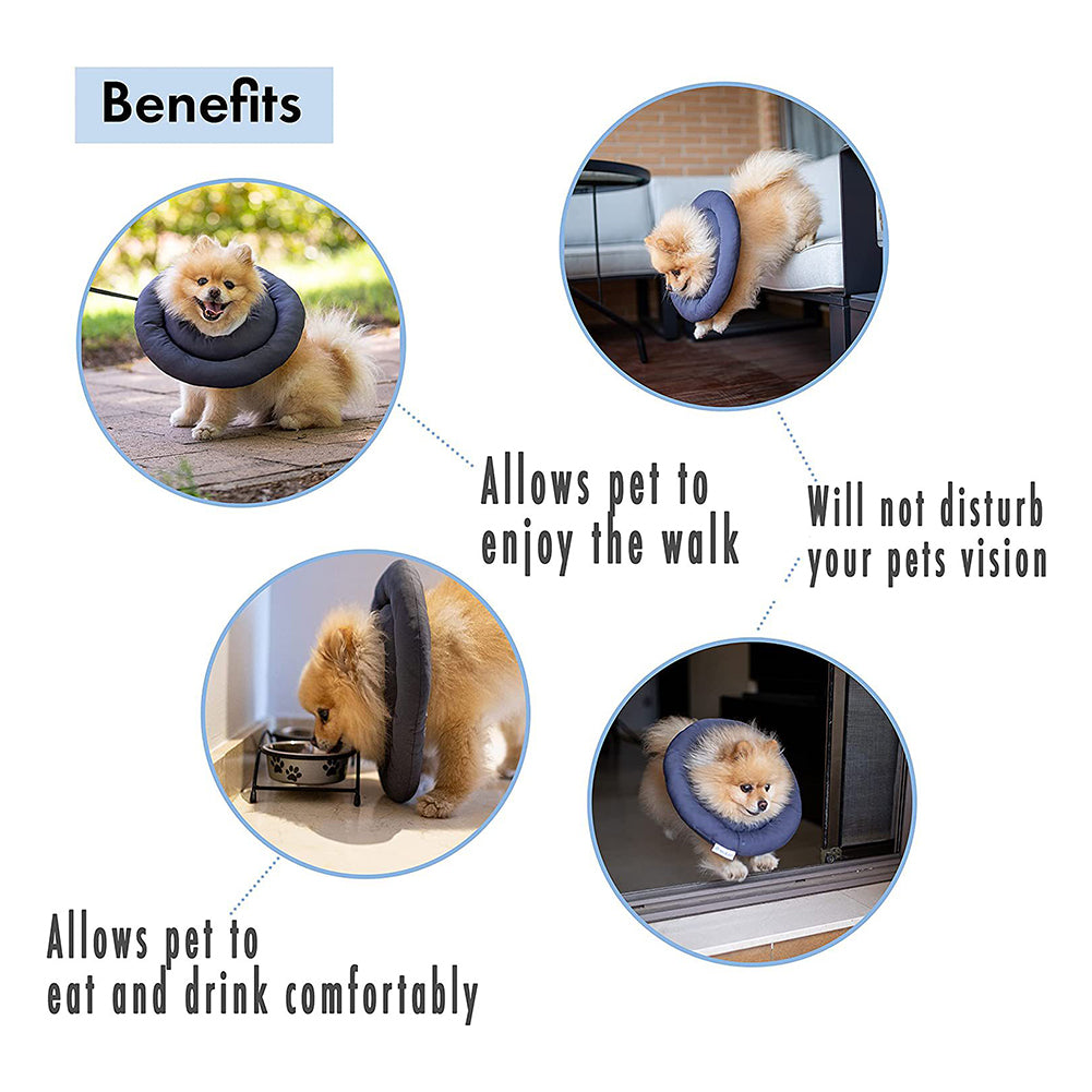 Soft Dog Cone Alternative After Surgery Adjustable Neck Cone Protective Elizabethan Donut Collar For Dogs Cats Recovery Dark gray M x 30