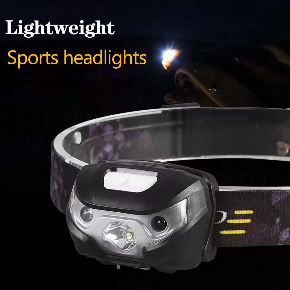 3w LED Headlight With Motion Sensor 3 Modes Super Bright Long-lasting Head Front Light Emergency Light For Exploring Running Fishing black