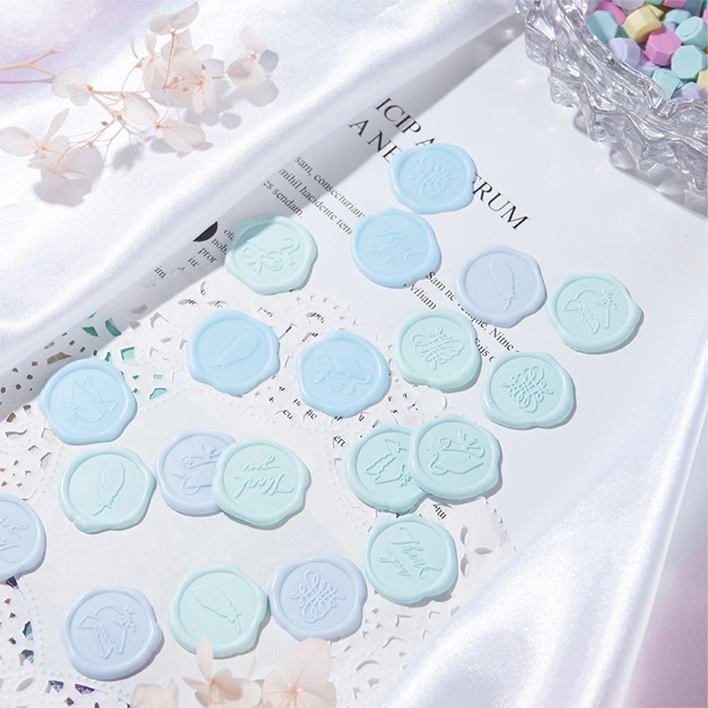 Wax Seal Stickers DIY Metallic Lignt Gold Self-Adhesive Stickers Wedding Invitation Envelope Seal Stickers 20 Pcs blue color
