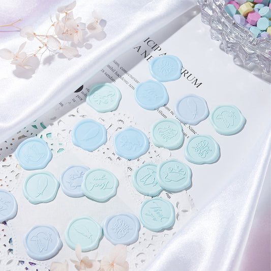 Wax Seal Stickers DIY Metallic Lignt Gold Self-Adhesive Stickers Wedding Invitation Envelope Seal Stickers 20 Pcs blue color