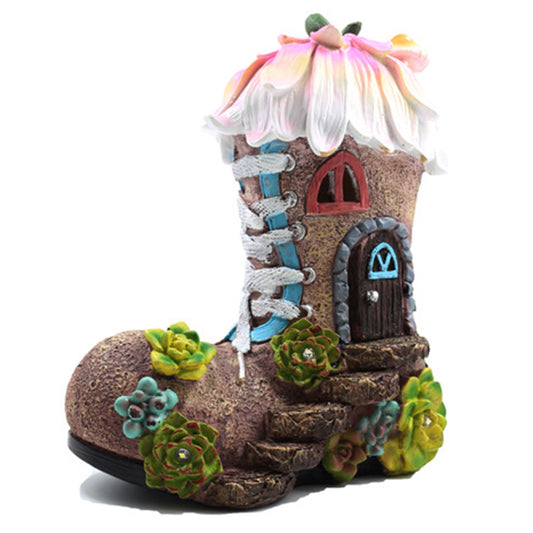 Creative Shoe Solar Decorative Lights Resin Ornaments IP44 Waterproof Landscape Lamp For Garden Decoration (H 22 x L 15 x W 8.5) Creative shoe solar lamp