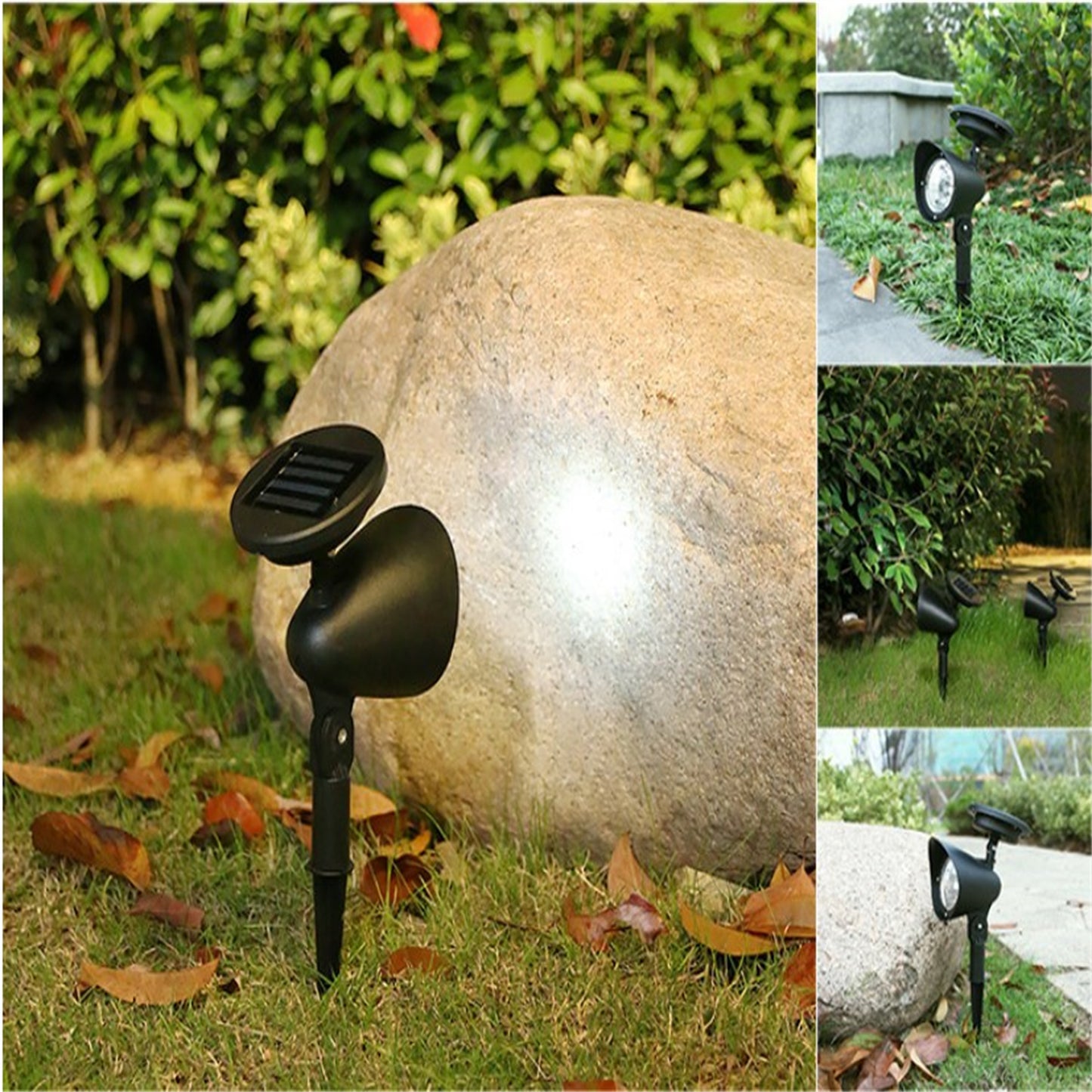 Solar Powered Spotlight 4LED Lamp Waterproof Solar Spotlight In-Ground Landscape Wall Light Outdoor Lighting warm light