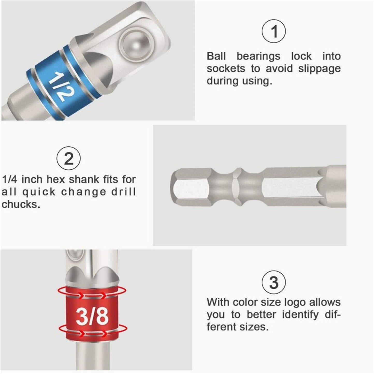 6pcs Magnetic Screwdriver Bit Holder With 1/4 Hex Shank For Hex Nut Drivers Impact Hole Saws Spade Bits Conversion Accessory 3pcs