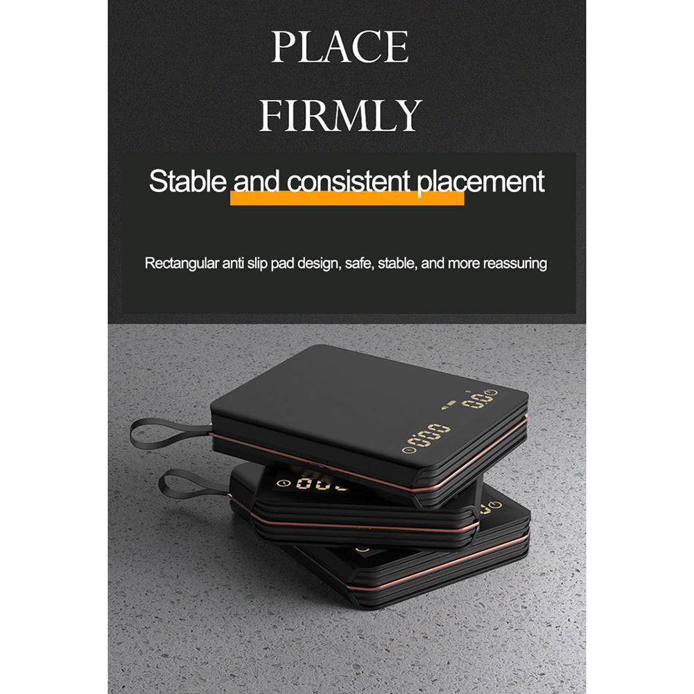 Kitchen Coffee Electronic Scale With Timer 2kg/0.1g High Precision LCD Display USB Charging Espresso Scale For Weighing Food (10x9cm) black