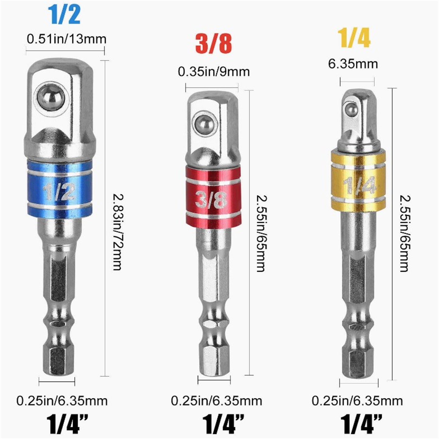 8pcs Flexible Drill Bit Extension Set With 1/4In Hex Shank For Hex Nut Drivers Impact Hole Saws Shovel Drills 8pcs