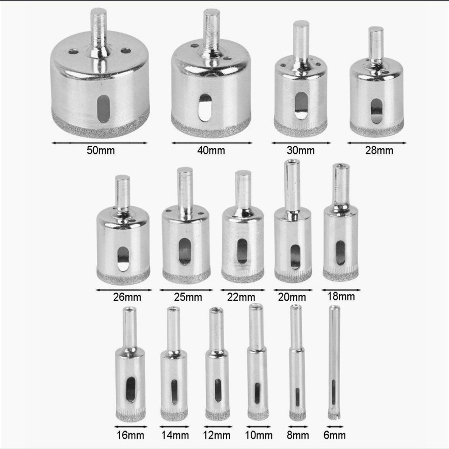 Tile Hole Saw Set 4mm-50mm Corrosion Resistant High Precision Wear-resistant Carbon Steel Diamond Drill Bit 6-50mm