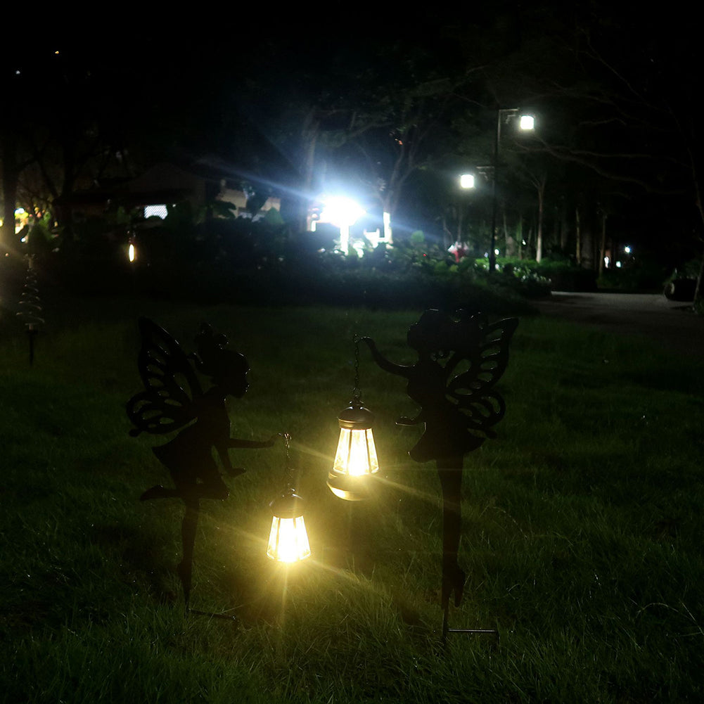Solar Outdoors Lights Party Lamps Gardens Floor 2 Ground Insert 2 Lamps Iron Flower Fairy Lawns Light For Outside Garden Two pack