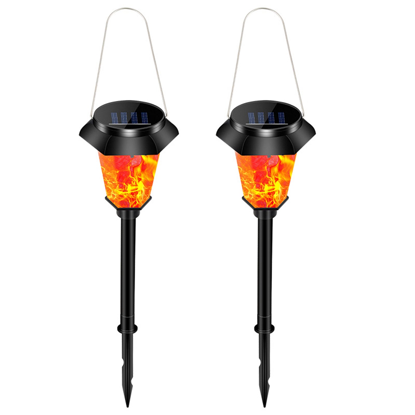 Outdoor Solar Torch Lights Waterproof Garden Patio Flickering Dancing Flame Lamp with 12 LED Bulbs 2 Packs