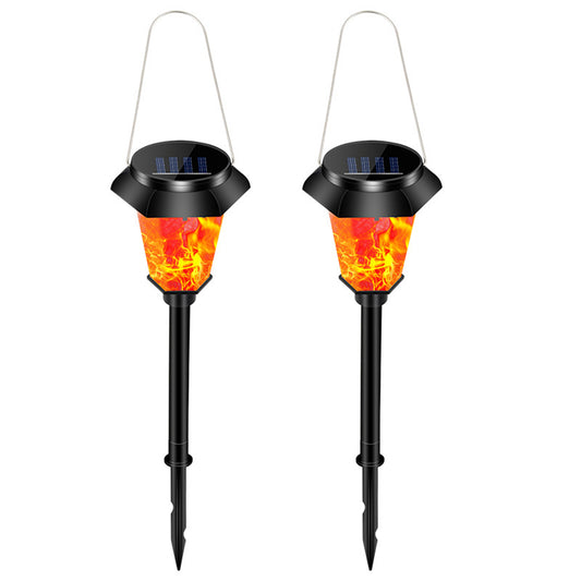Outdoor Solar Torch Lights Waterproof Garden Patio Flickering Dancing Flame Lamp with 12 LED Bulbs 2 Packs
