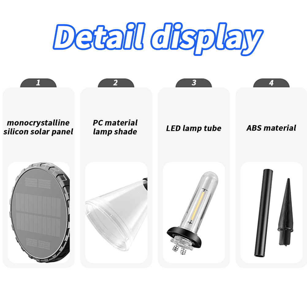 Outdoor Solar Garden Landscape Path Lights 3000K IP65 Waterproof 2 Levels Brightness Auto On/Off Solar Powered Lawn Lamps For Yard Patio Garden Pathway Porch Decor lawn lamp