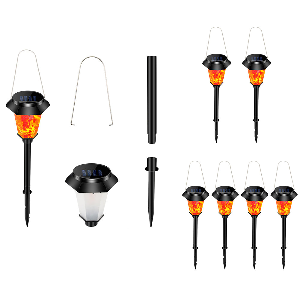 Outdoor Solar Torch Lights Waterproof Garden Patio Flickering Dancing Flame Lamp with 12 LED Bulbs 4 Packs