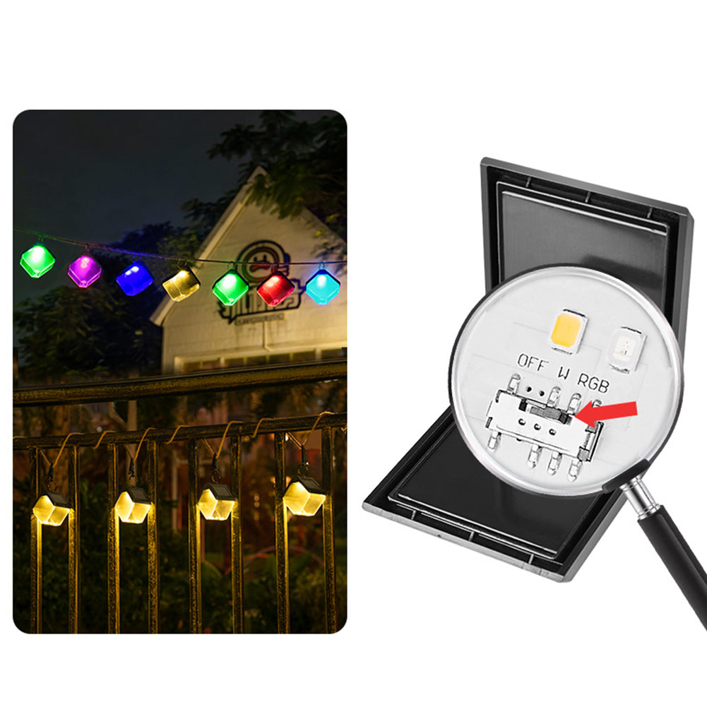Ice Cube Brick Solar Led Lights IP65 Waterproof Outdoor Ground Lights For Garden Lawn Yard Pathway Driveway Walkway Warm light + colored light