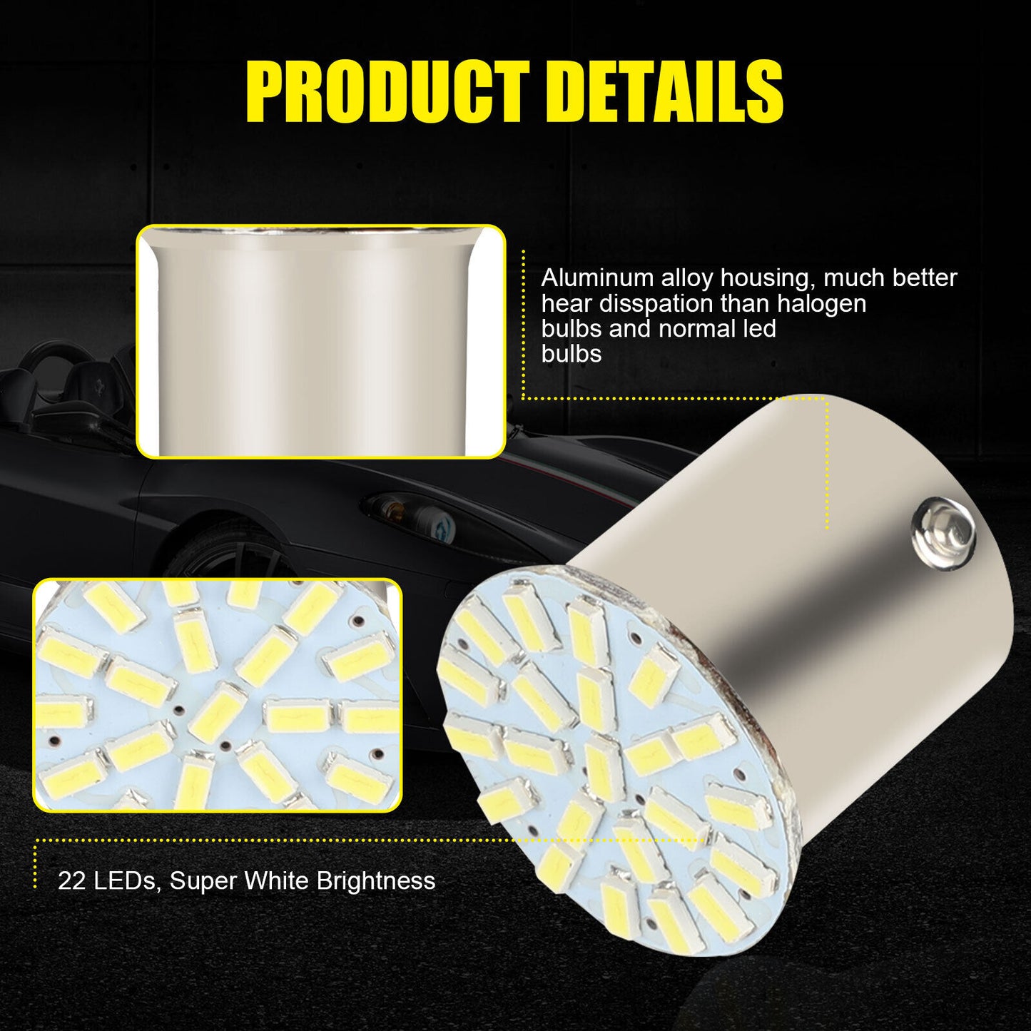 1156 LED Bulb White 1156 1141 22-SMD LED RV Light Bulbs 600LM 6500K DC 12V Trailer Boat Trunk Interior Lights (Pack Of 20) As shown