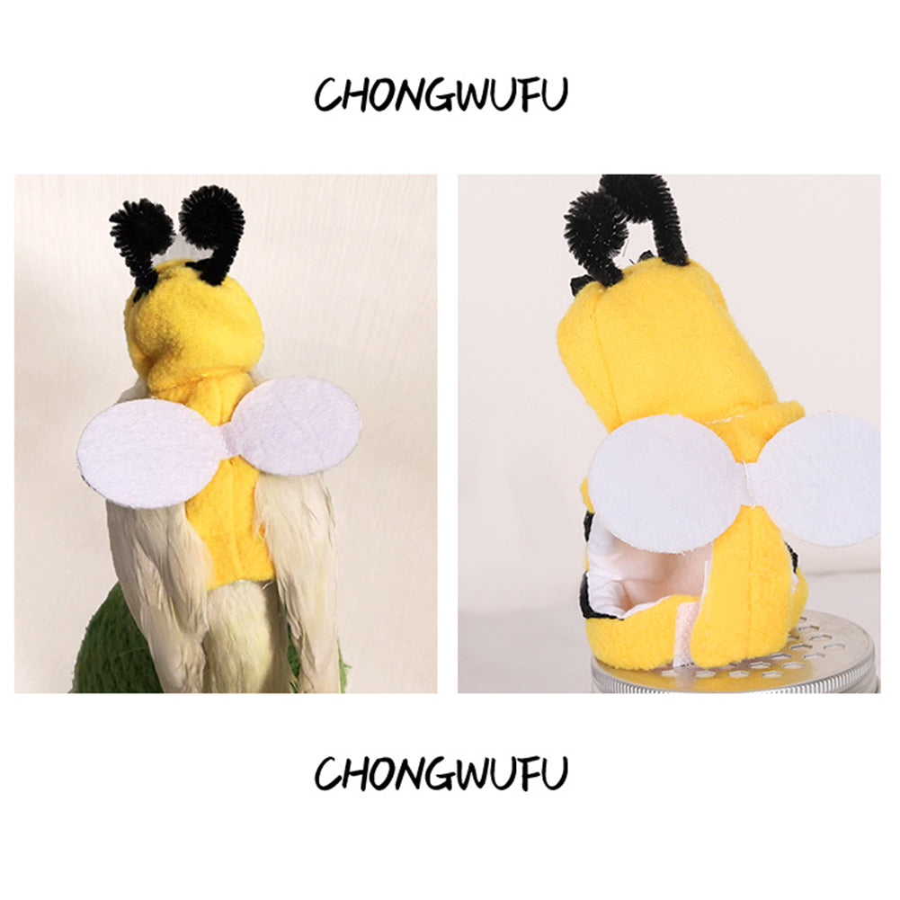 Pet Birds Bee Shaped Hoodies Cosplay Outfit Dress Up Clothes For Parrots African Greys Parakeet Cockatiel Sun Conure Finch Budgie Size M (bust 10cm)