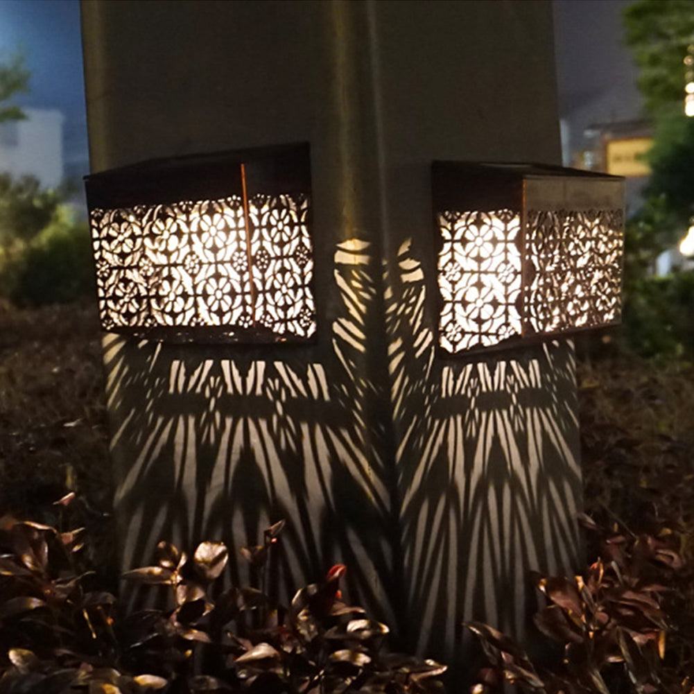 Solar Hollow Wall Lamp Garden Decoration Waterproof Outdoor Landscape Lamp For Garden Patio Yard 2-Pack warm light