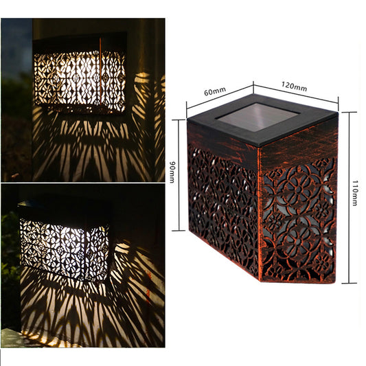 Solar Hollow Wall Lamp Garden Decoration Waterproof Outdoor Landscape Lamp For Garden Patio Yard 2-Pack warm light