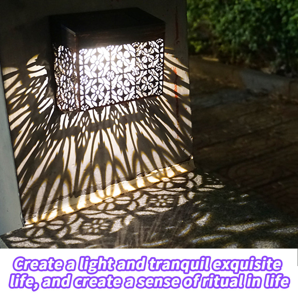 Solar Hollow Wall Lamp Garden Decoration Waterproof Outdoor Landscape Lamp For Garden Patio Yard 2-Pack warm light