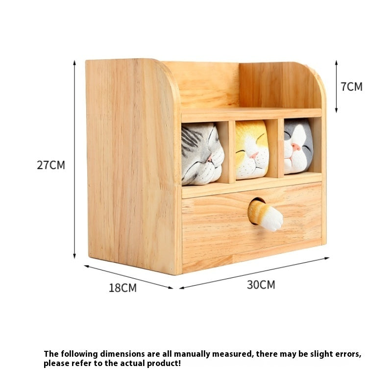 Original Solid Wood Jewelry Box Creative Cute Kitty Table Decorations