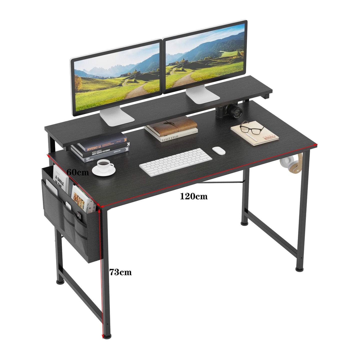 Simple Computer Desk With Side Pocket Modern Minimalist