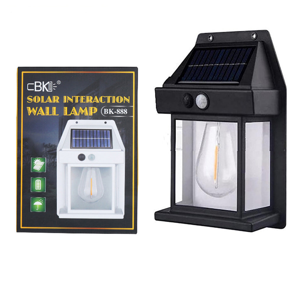 Solar Wall Lights Outdoor Waterproof Led Tungsten Filament Bulb Human Induction 3 Modes Fence Lights For Patio Yard Garden Double-ended