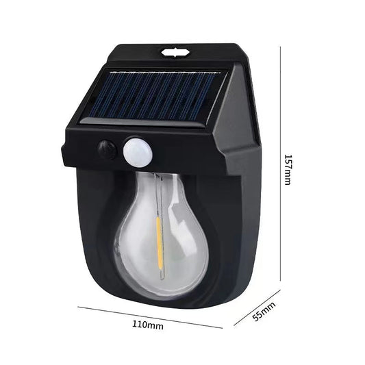 Solar Wall Lights Outdoor Waterproof Led Tungsten Filament Bulb Human Induction 3 Modes Fence Lights For Patio Yard Garden Oval