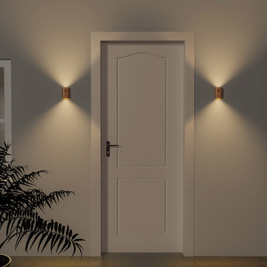 0.4W LED Wall Lamp USB Rechargeable Motion Sensor Magnetic Wood Grain Night Lights Wall Light Fixtures For Bedroom Kitchen Corridor Stairs Lighting Beech wood (sensor 1 piece)