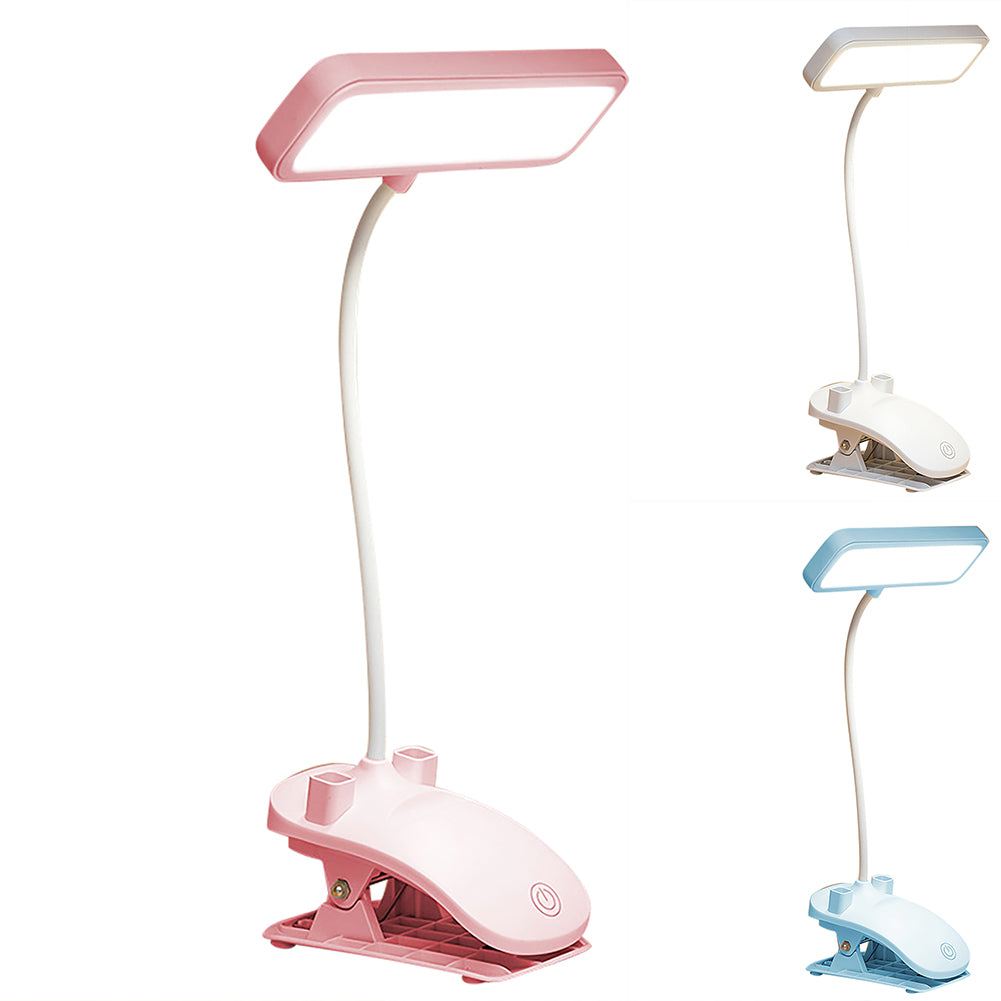 LED Table Lamp With Clip 3 Color Temperatures Dimmable Eye Protection Adjustable Touch Sensor Desk Lights Study Lamp (35 x 15.5cm) White