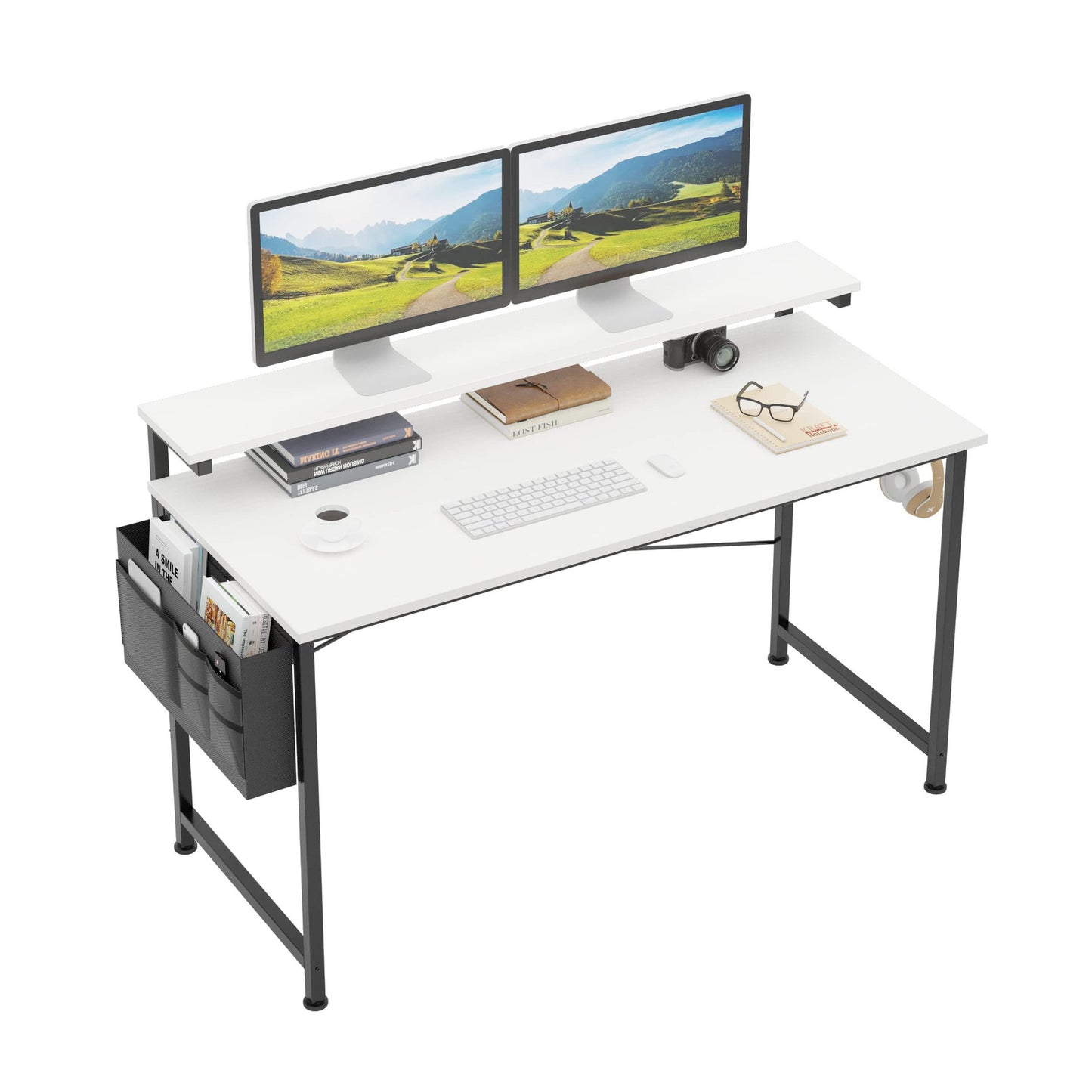 Simple Computer Desk With Side Pocket Modern Minimalist