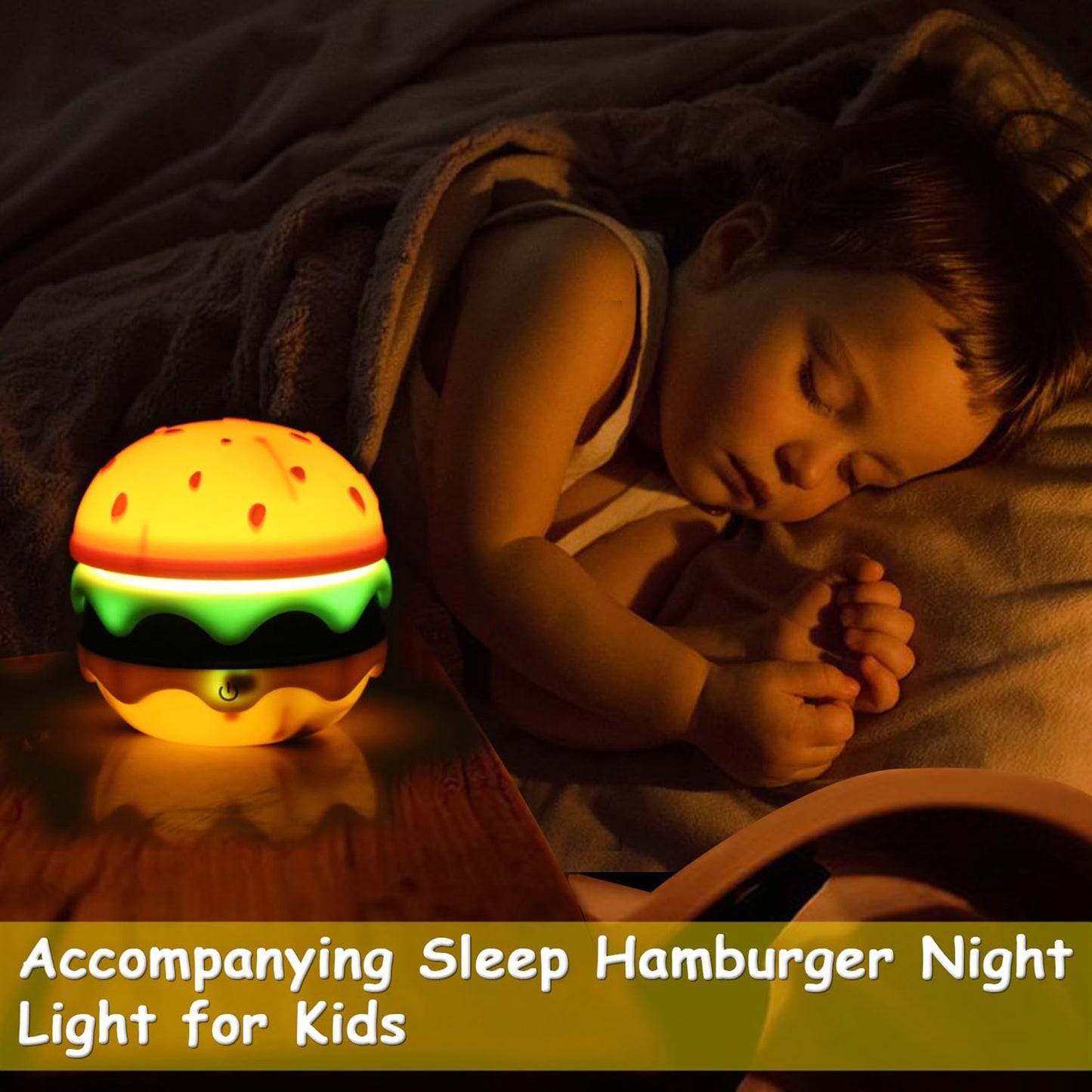 Kids Hamburger Desk Lamps With Adjustable Gooseneck Hose Rechargeable Dimming Touch Sensor Night Light Desk Accessories For Boys Girls Gifts Hamburger night light