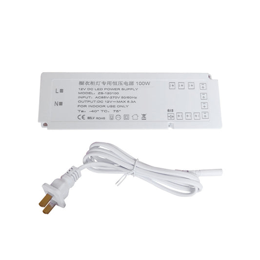 Ultra Slim LED Driver 12V 100W Waterproof IP42 LED Power Supply Transformer With Plug 1.2M Cable AC 58-265V To DC 12V Output For LED Light 36W:6 interface