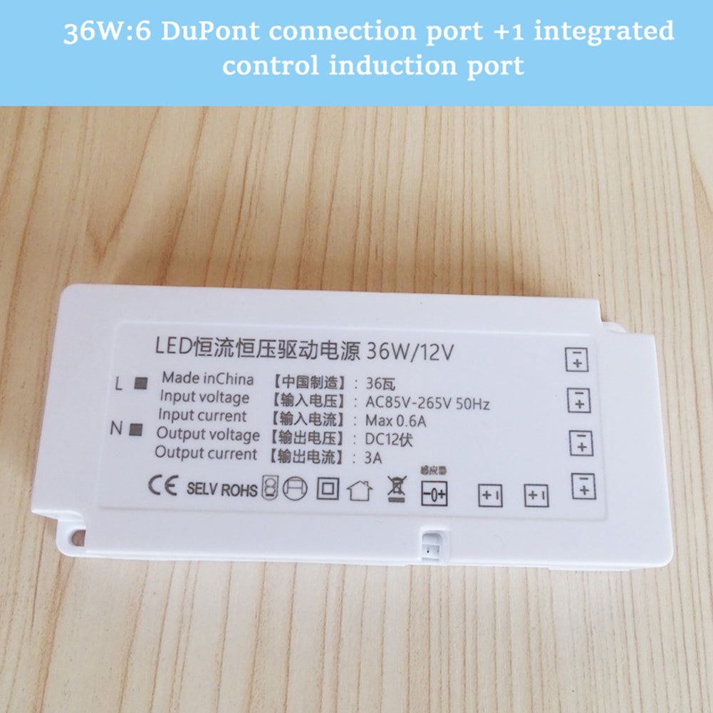 Ultra Slim LED Driver 12V 100W Waterproof IP42 LED Power Supply Transformer With Plug 1.2M Cable AC 58-265V To DC 12V Output For LED Light 24W:6 interface