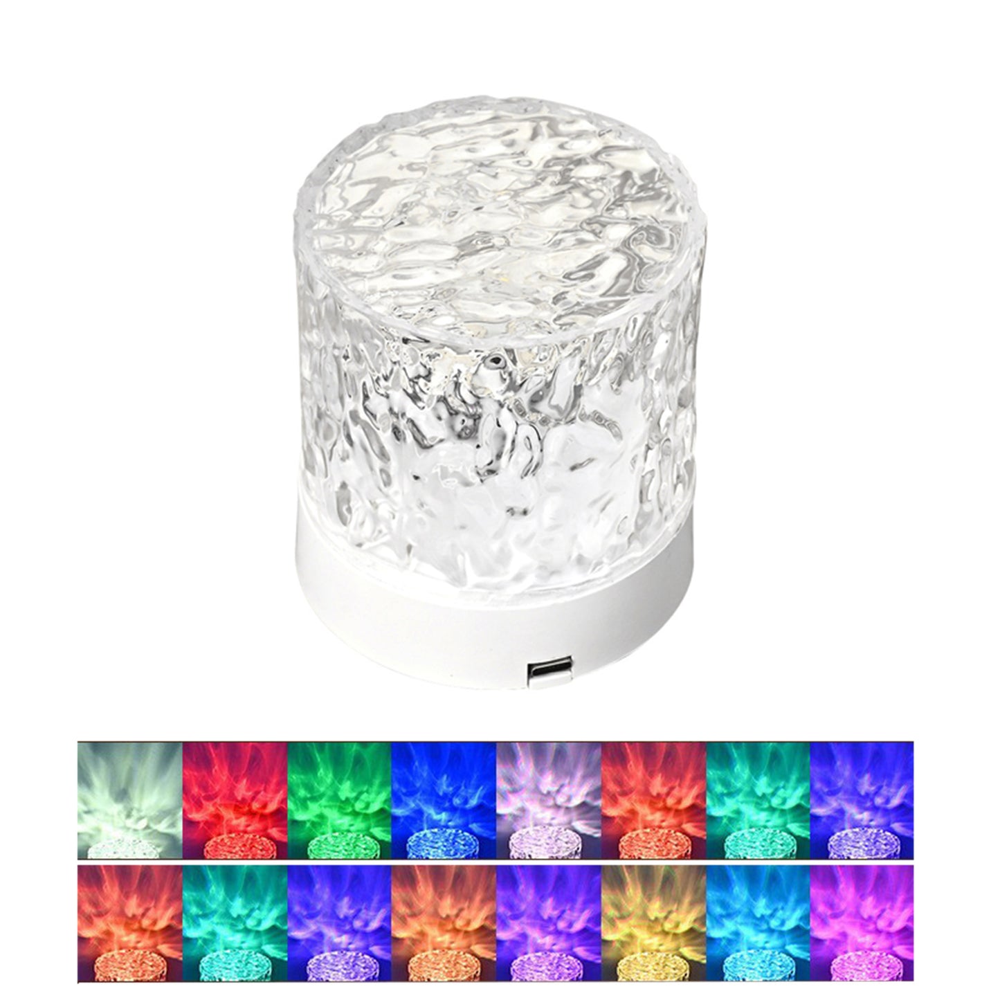 LED Water Ripple Night Light With Remote Control 16 Colors Available Touch Control Multifunctional Projection Lamp (85 x 85 x 95mm) Plug-in-RGB
