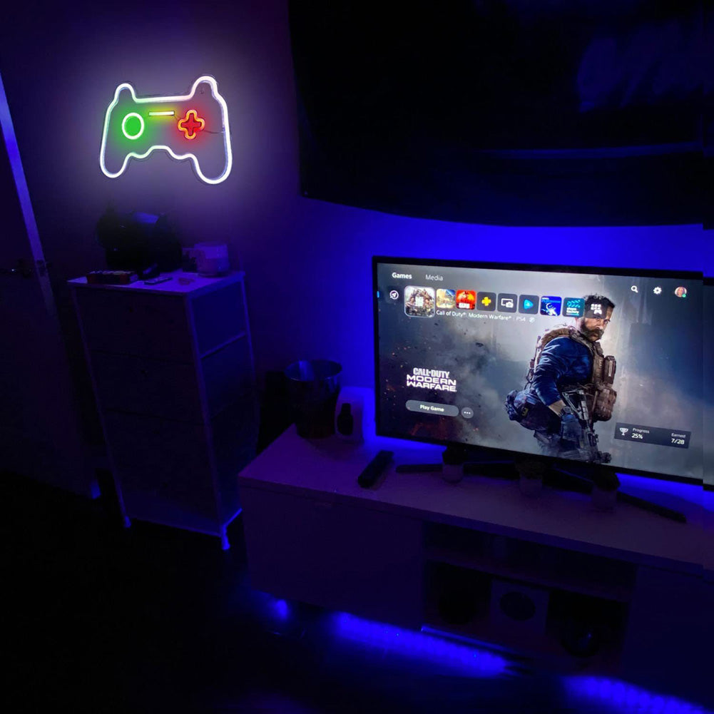 Gaming Neon Sign Gamer Wall Game Room Decor Gamer Gifts Neon Sign Wall Lights LED Sign White