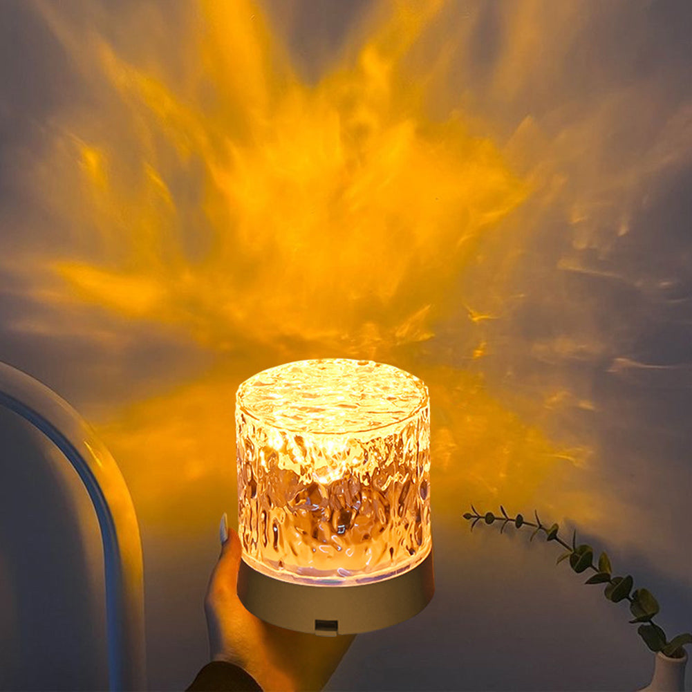 LED Water Ripple Night Light With Remote Control 16 Colors Available Touch Control Multifunctional Projection Lamp (85 x 85 x 95mm) Rechargeable-RGB