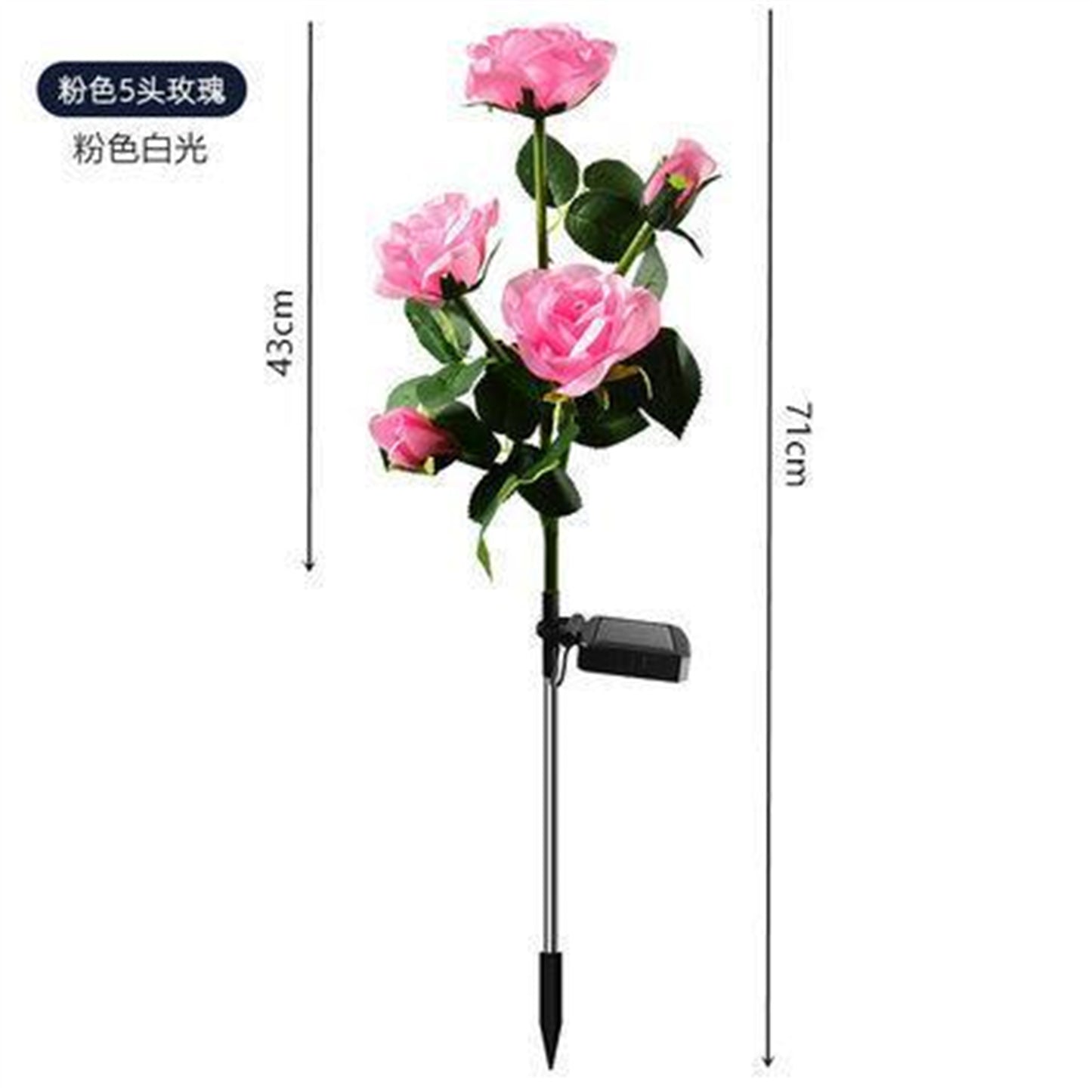 Solar 5 Heads Rose Lamp Outdoor Waterproof Simulation Rose Flower Lawn Decorative Lamp For Garden Yard Patio Decoration pink
