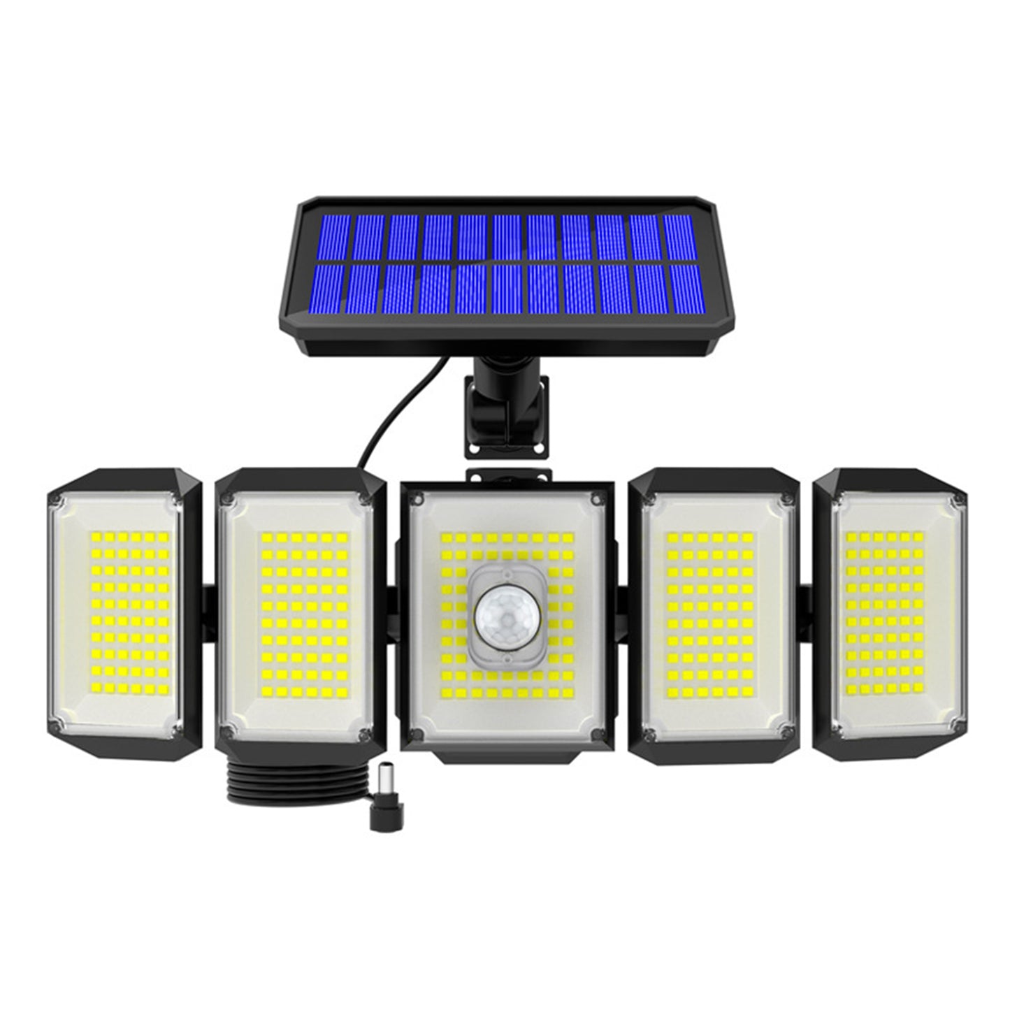 Outdoor Solar Lights 300led Motion Sensor 5 Heads LED Flood Lights with RC Waterproof Solar Security Lights B 06
