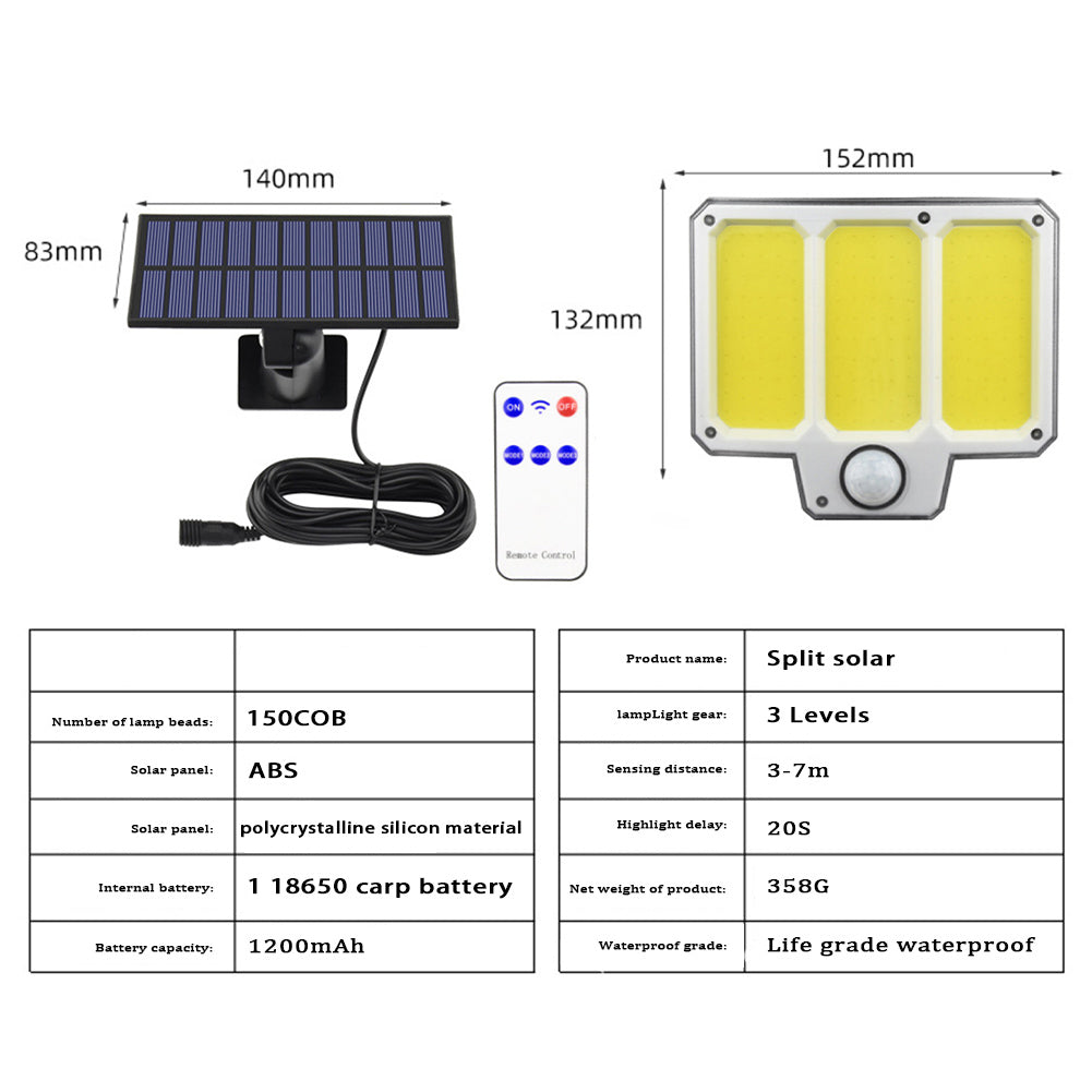 Outdoor Solar Lights With 1200mAh Battery 3 Lighting Modes IP65 Waterproof Sensitive PIR CDS Sensors Fast Charging Motion Sensor Wall Lamp 210LED