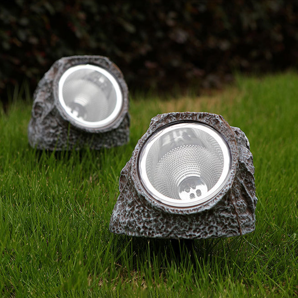 Solar Simulation Stone Lamp With Stake Super Bright Garden Landscape Lamp For Outdoor Courtyard Garden Decoration grey