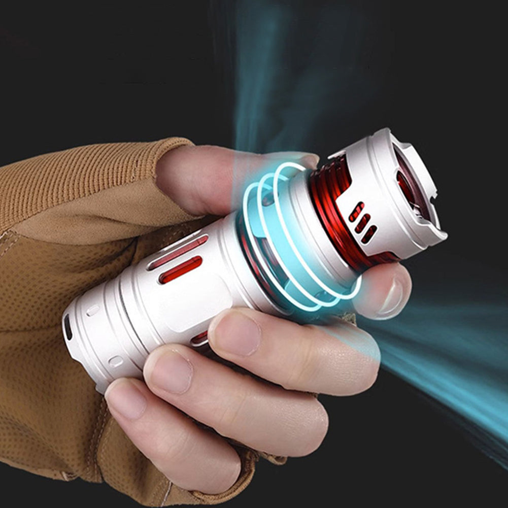 3W LED Mini Flashlight Spinning Gyro 5200LM Super Bright Rechargeable Strong Light Aluminum Alloy Torch Camping Lantern black