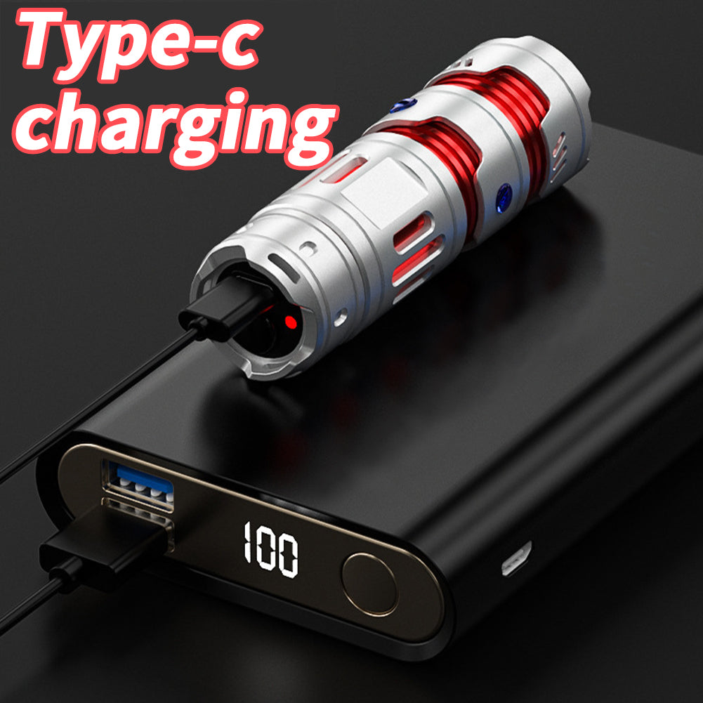 3W LED Mini Flashlight Spinning Gyro 5200LM Super Bright Rechargeable Strong Light Aluminum Alloy Torch Camping Lantern black
